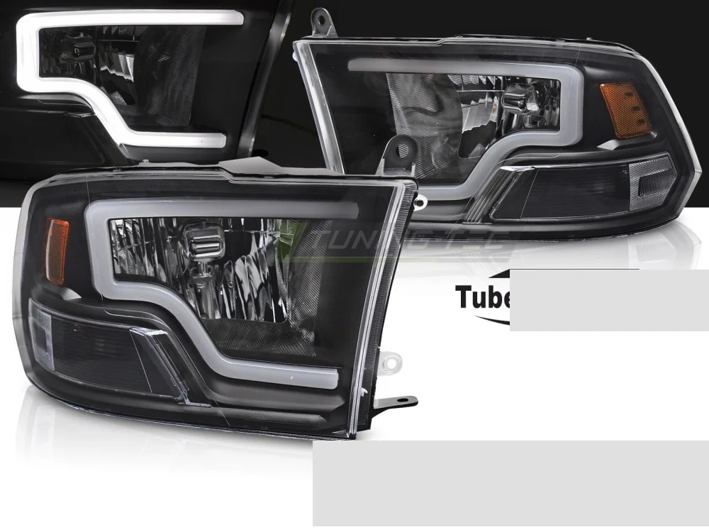 Frontlykter Dodge Ram (2009–2018) Tube Light Svart - LPDO36
