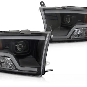 Frontlykter Dodge Ram (2009–2018) Tube Light Projector Svart - LPDO39
