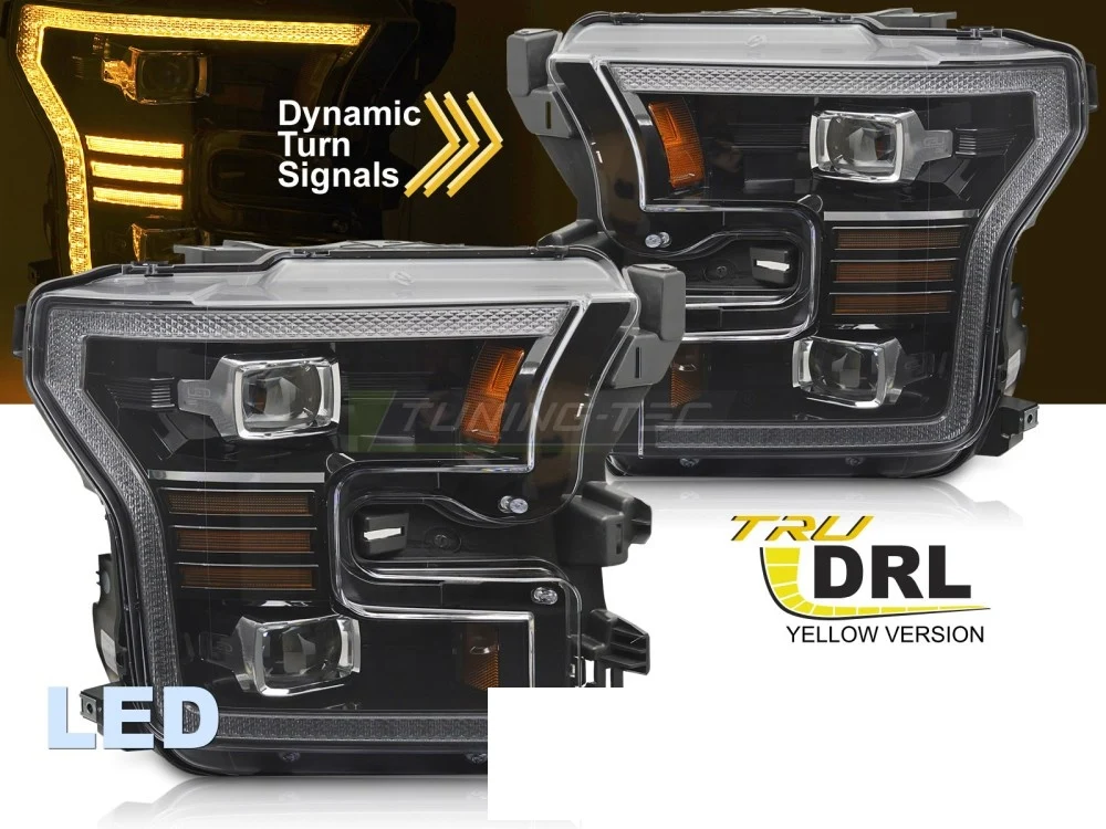 Frontlykter Ford F150 MK13 (2014–2017) LED Svart - LPFOA7