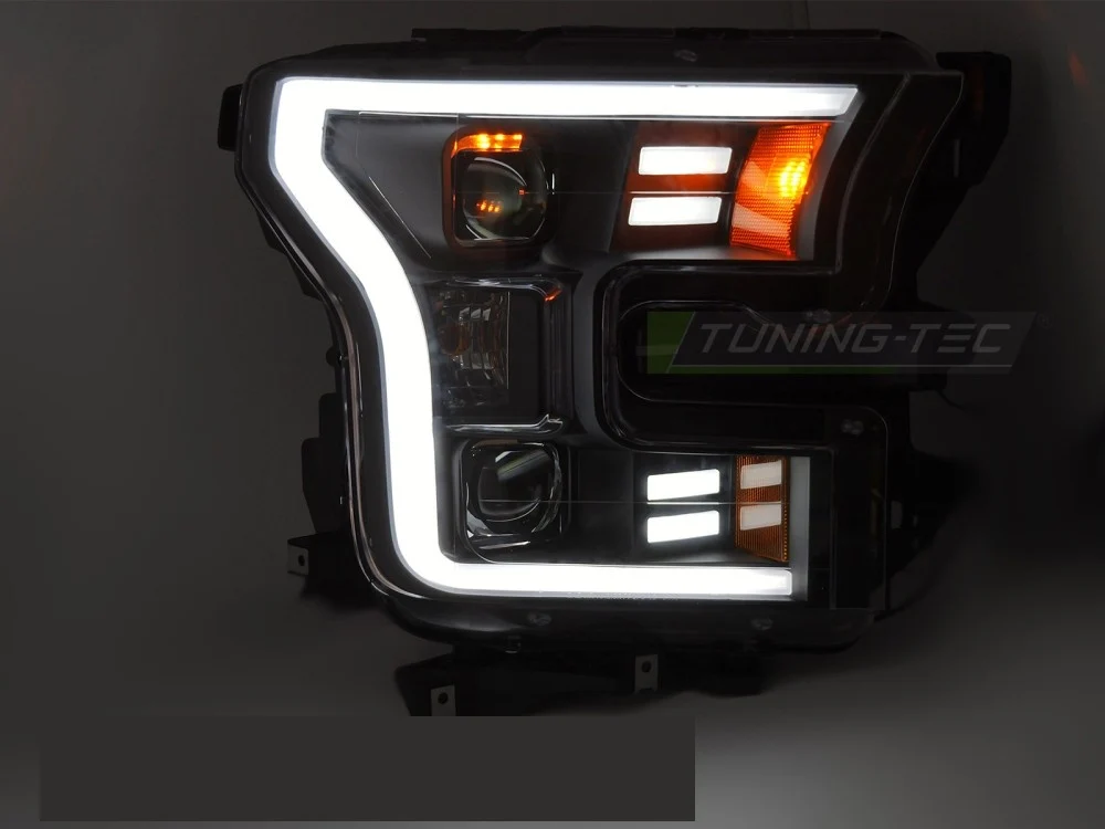 Frontlykter Ford F150 MK13 (2014–2017) Tube Light Svart - LPFOB3