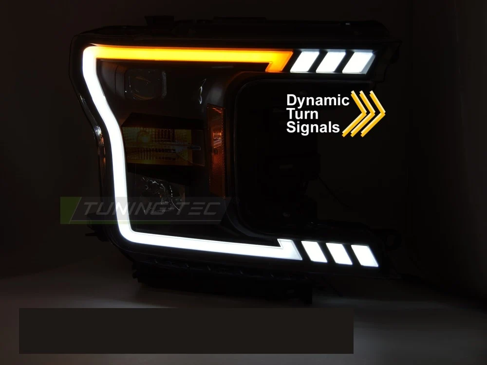 Frontlykter Ford F150 MK13 (2017–2020) Tube Light Svart - LPFOB6