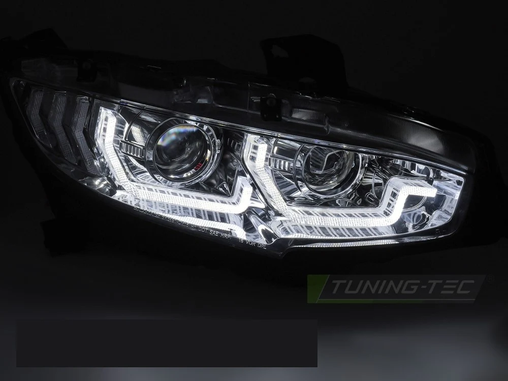 Frontlykter Honda Civic IX 14-16 - LED DRL Sekvensiell Krom