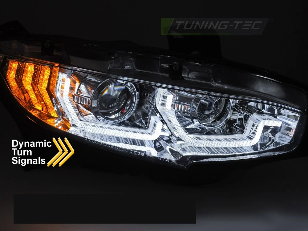 Frontlykter Honda Civic IX 14-16 - LED DRL Sekvensiell Krom