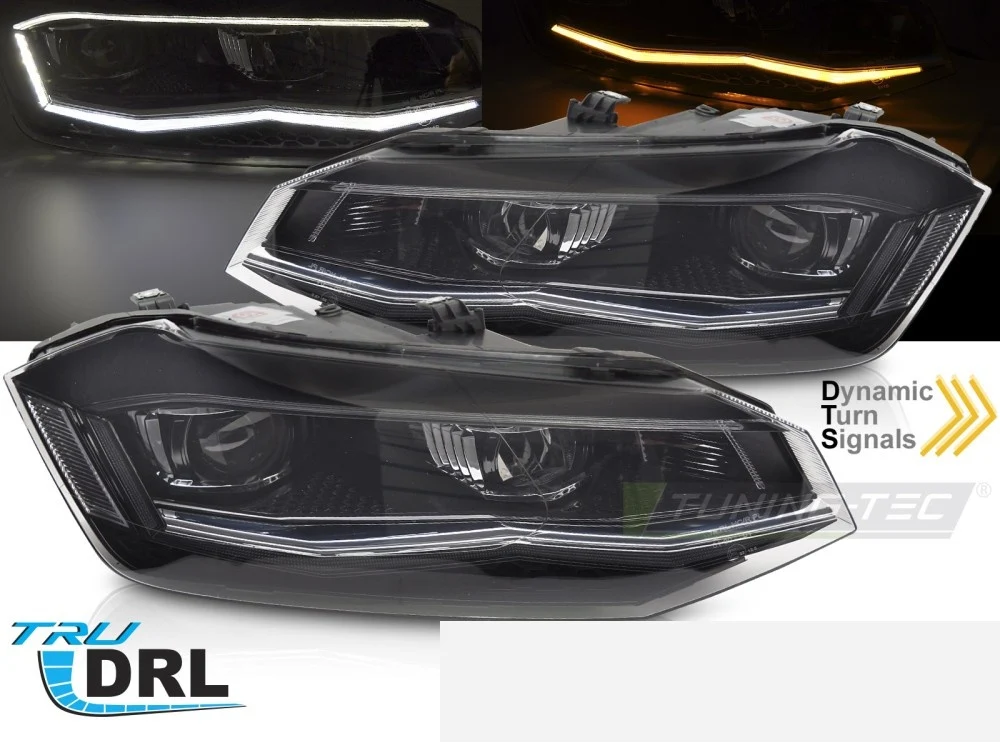 Frontlykter VW Polo 2G 17-21 - LED Sekvensiell DRL Silver