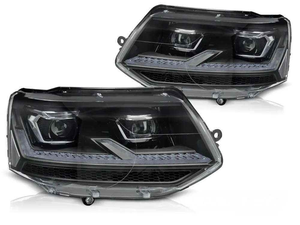 Frontlykter Volkswagen T5 03-15 Full LED DRL Krom