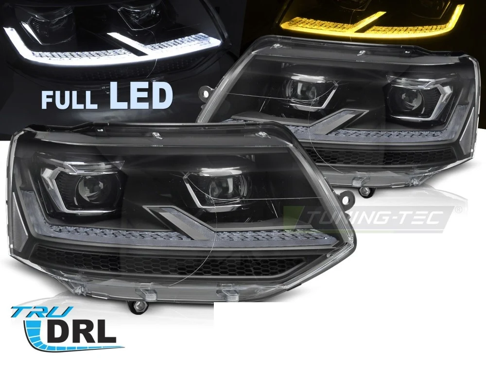 Frontlykter Volkswagen T5 03-15 Full LED DRL Krom