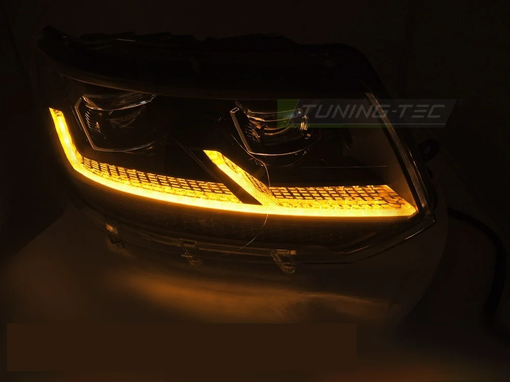 Frontlykter Volkswagen T5 03-15 Full LED DRL Krom