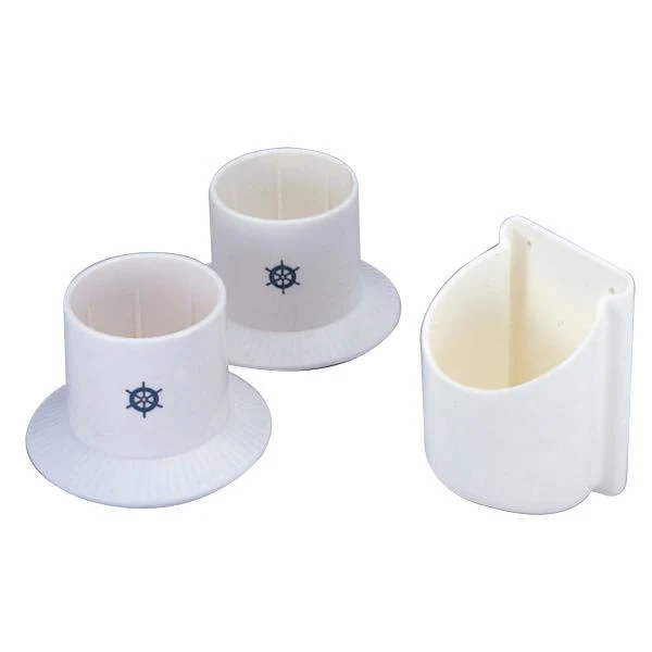 Kopp/flaskeholder hvit plast, 9,5 cm x 7,5 cm x 7,5 cm