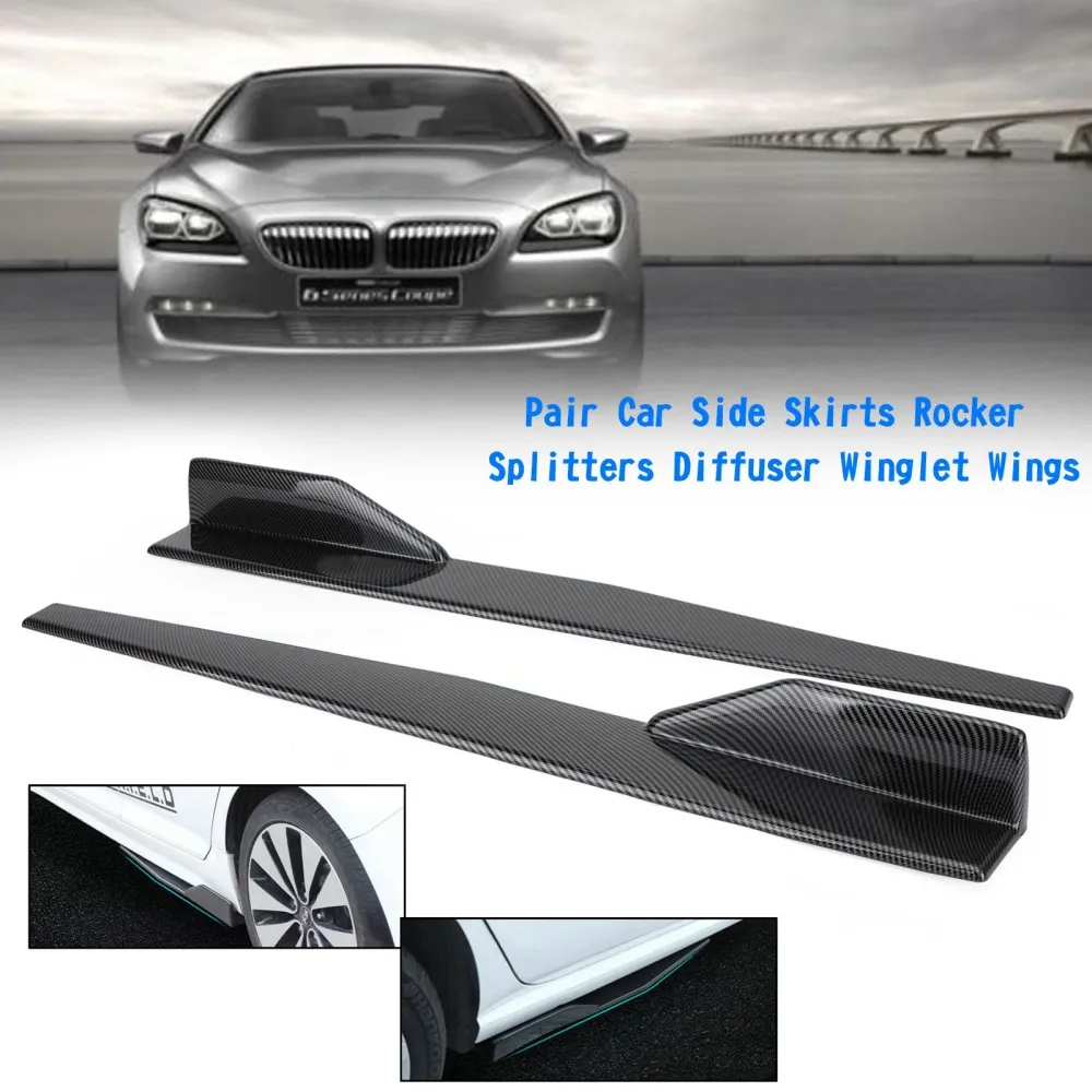 Par 86cm Car Carbon Fiber Side Skirts Rocker Splitters Diffuser Winglet Wings Generic