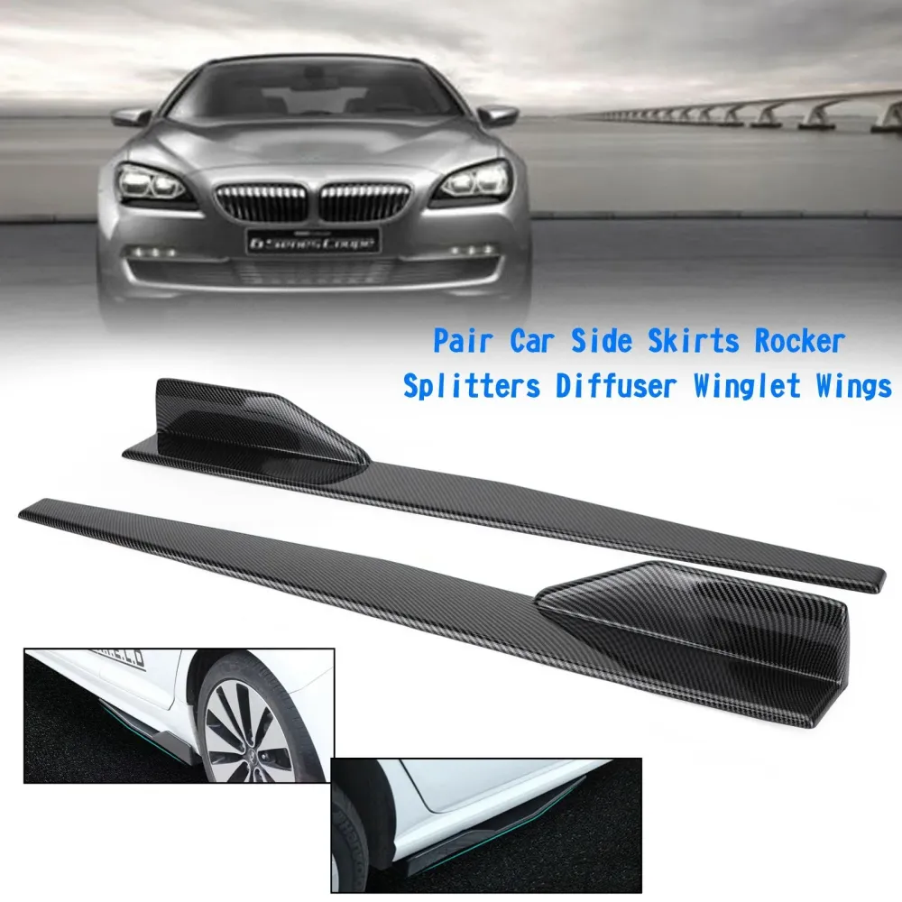 Par 86cm Car Carbon Fiber Side Skirts Rocker Splitters Diffuser Winglet Wings Generic