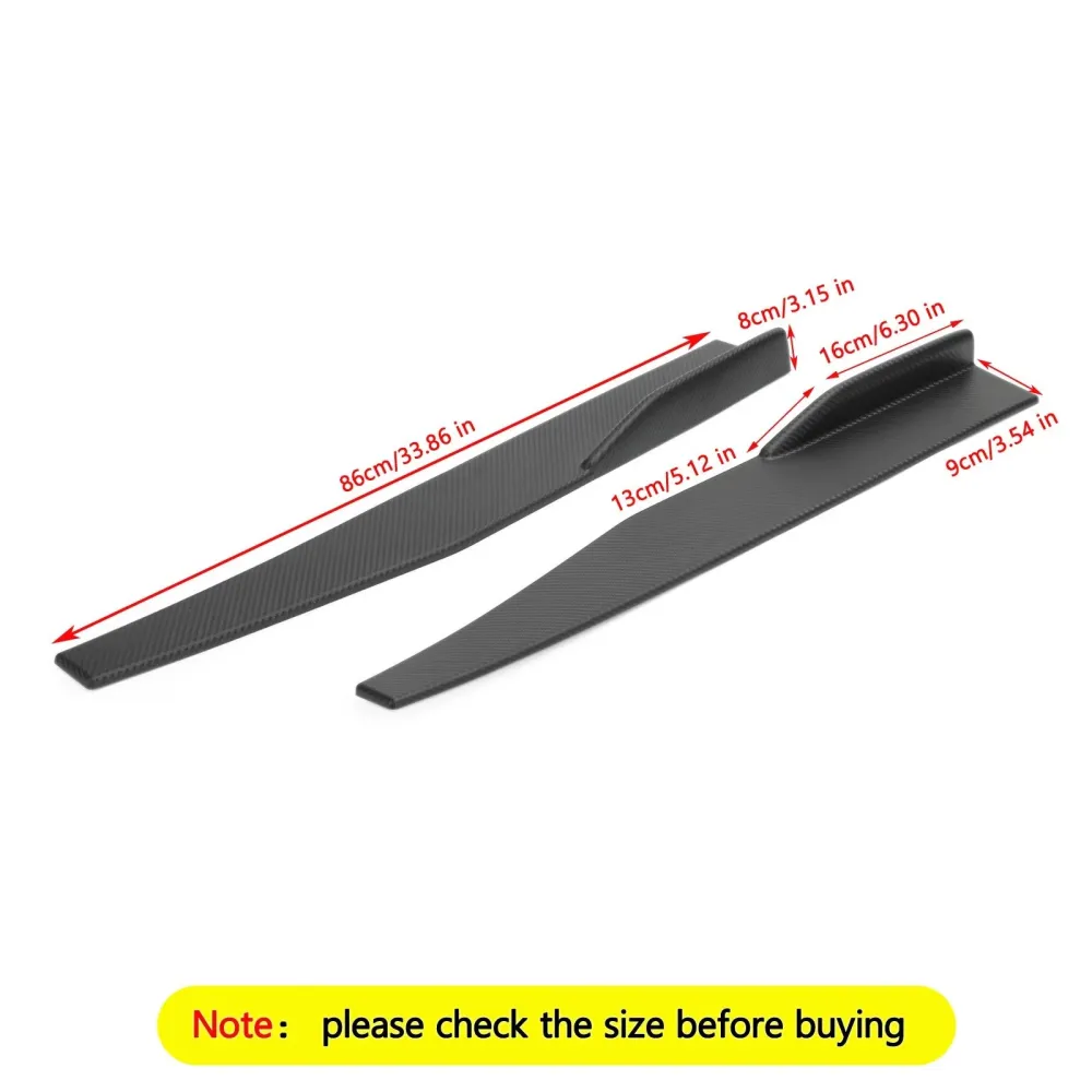 Par 86cm Car Carbon Fiber Side Skirts Rocker Splitters Diffuser Winglet Wings Generic