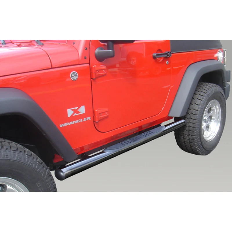 Rugged Ridge 3- Round Side Steps Black 07-18 2-Door Jeep Wrangler
