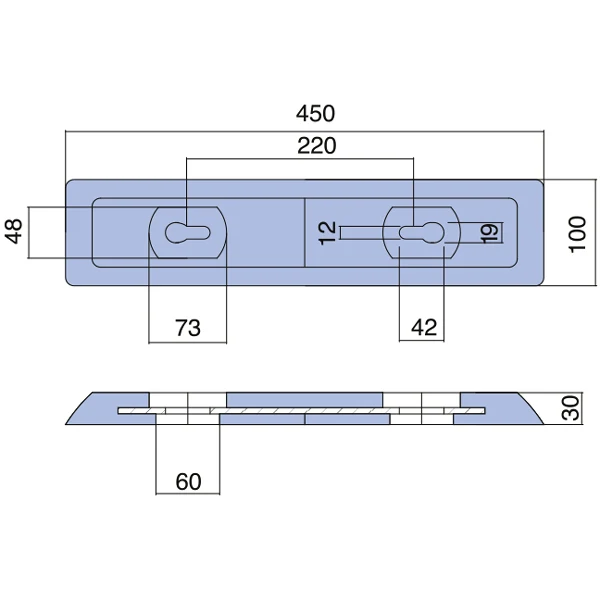 Tecnoseal, sink anode motorbåt, 450x100x12mm, 1141850