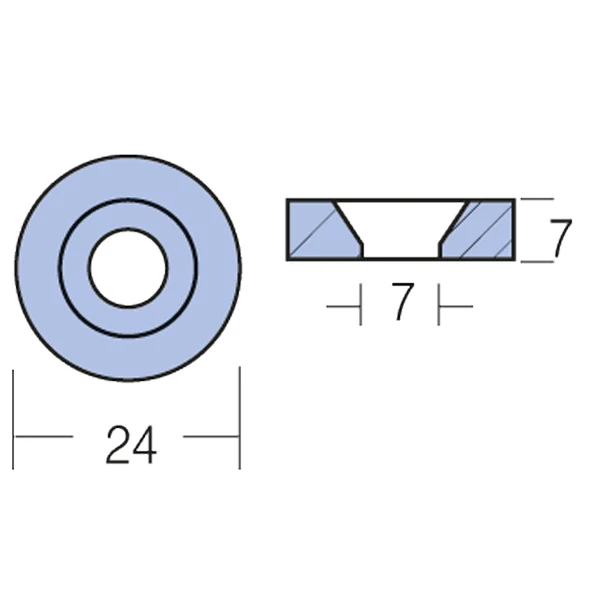 Tecnoseal, sink anode Yamaha 2-115 HK, Ø 24 mm, 43107M