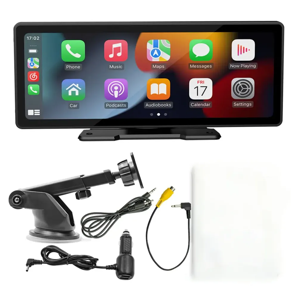 10.26" Trådløs Carplay Bluetooth Stereo Radio FM Bil MP5-spiller + 4 LED-kamera