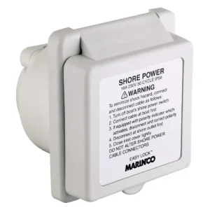 Marinco, 16A landstrømplugg Easy Lock med advarselsetikett 230V, IP65, 301EL-BXPK