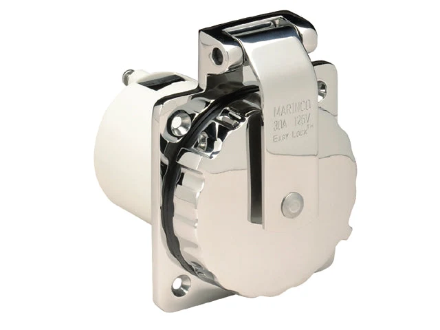 Marinco, 30A 125V Easy Lock landstrømplugg, rustfritt stål, MPN: 303SSEL-B