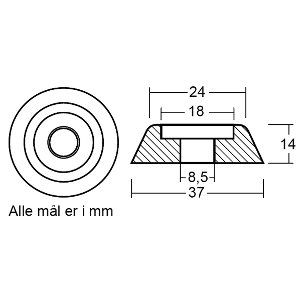 Tecnoseal, sink anode Lewmar Series 140, 589150