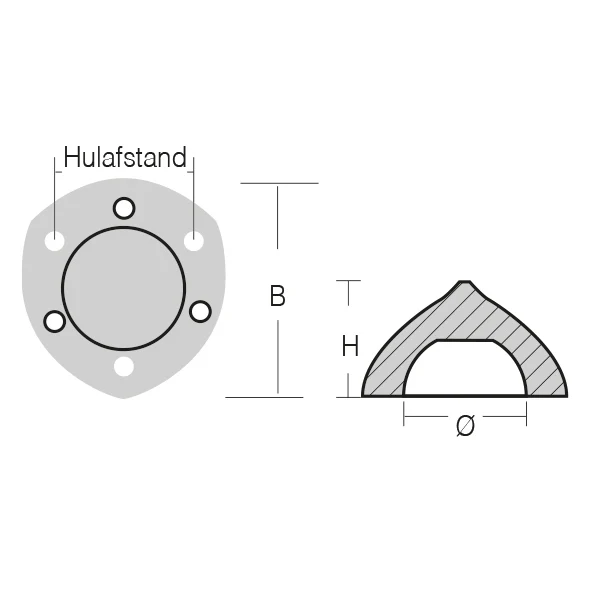 1852, sinkanode Max-Prop, max-2, 80 mm, 2,60 hullavstand, 56 mm høy, 47 mm Ø