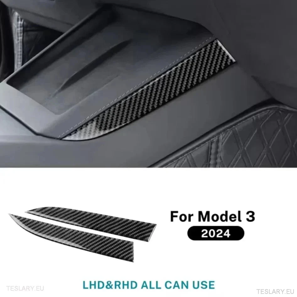 Tesla 3 Highland/Y Juniper ekte myk karbonfiber Sidetrim trådløs lader