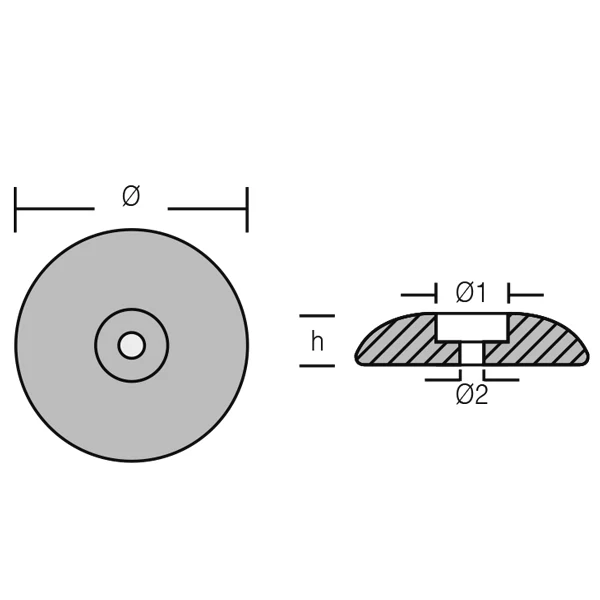 1852, sink rund anode Ø110mm 700g Fairline/Sealine, 700g