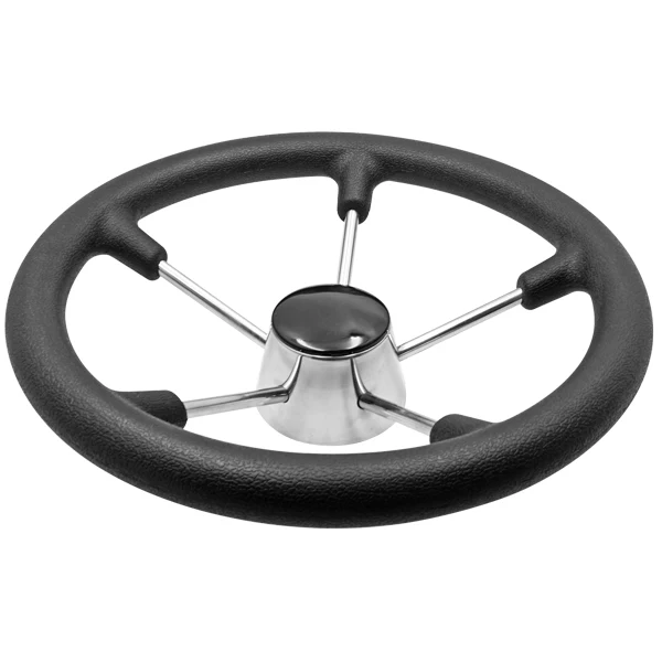 Stålratt RF, Ø28cm, AISI 316 med mykt grep, Sort, 3/4'' konus