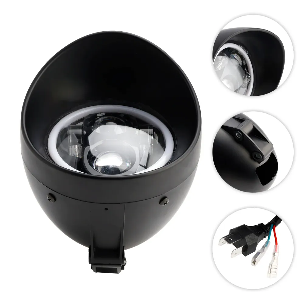 5.75" Frontlykt Spotlight Universal 4-pærer Passer til Motorsykkel Krom