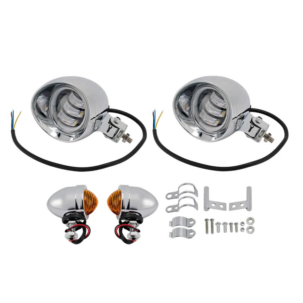 #D18 Hodelys Lamp Spotlight Universal Coler Switch Passer Chrome Motorcycle