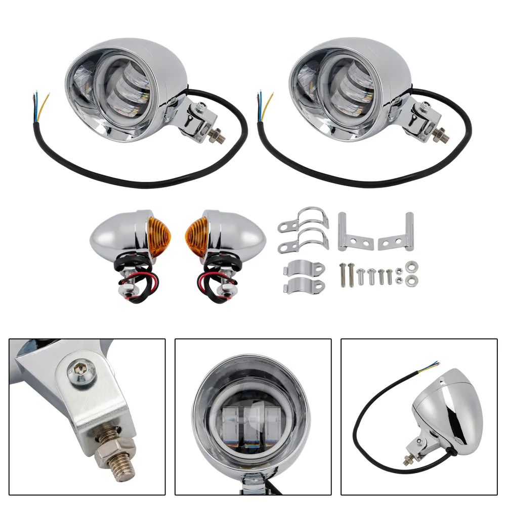 #D18 Hodelys Lamp Spotlight Universal Coler Switch Passer Chrome Motorcycle
