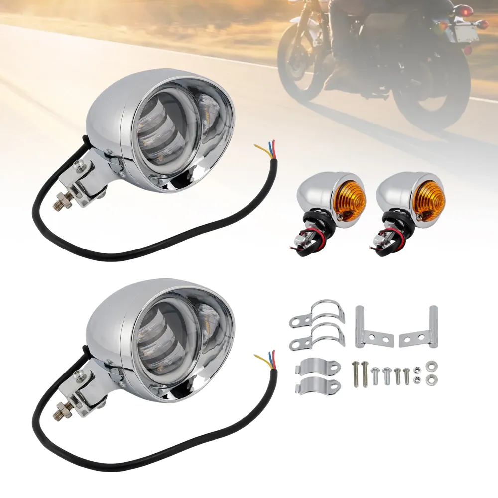 #D18 Hodelys Lamp Spotlight Universal Coler Switch Passer Chrome Motorcycle