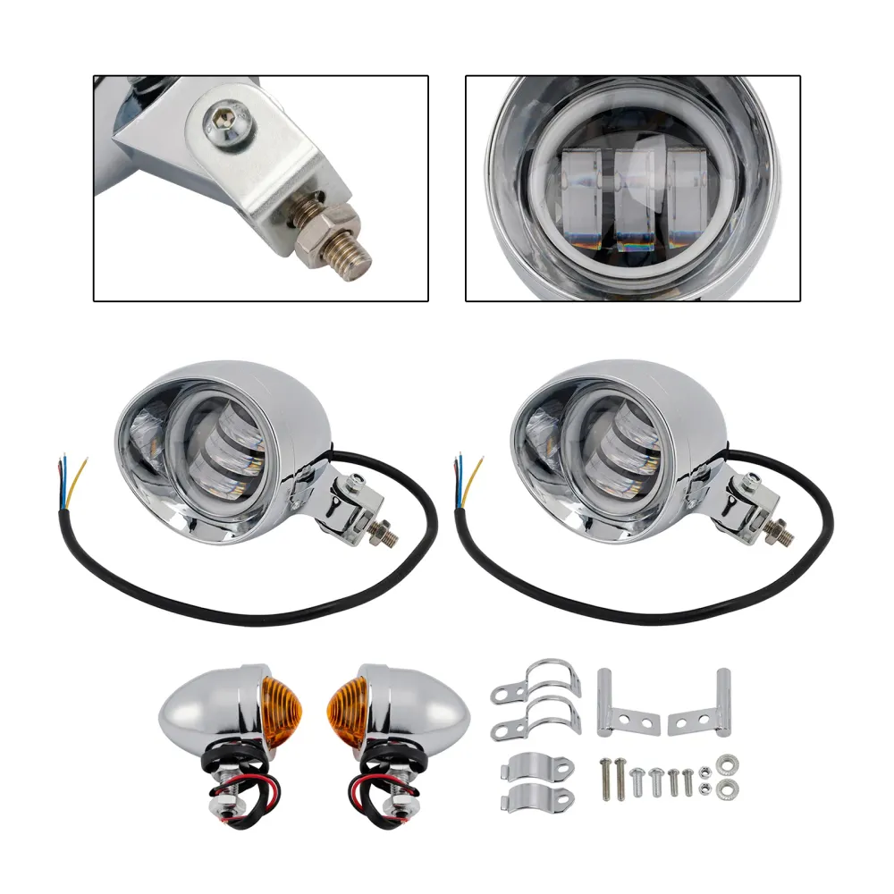 #D18 Hodelys Lamp Spotlight Universal Coler Switch Passer Chrome Motorcycle