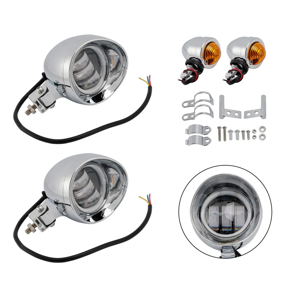 #D18 Hodelys Lamp Spotlight Universal Coler Switch Passer Chrome Motorcycle