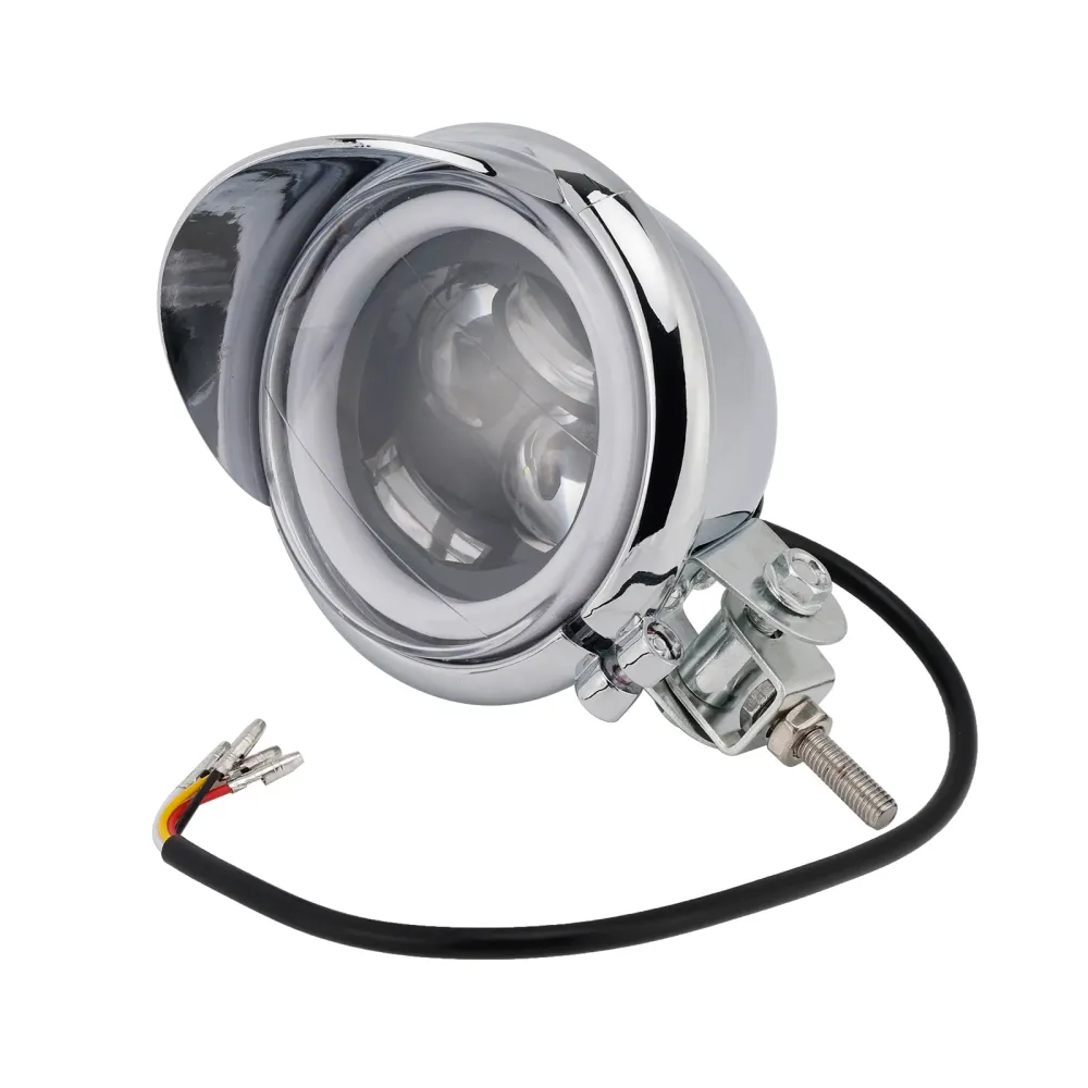 #D62 Headlight Lamp Spotlight Universal Coler Switch passer Chrome Motorcycle