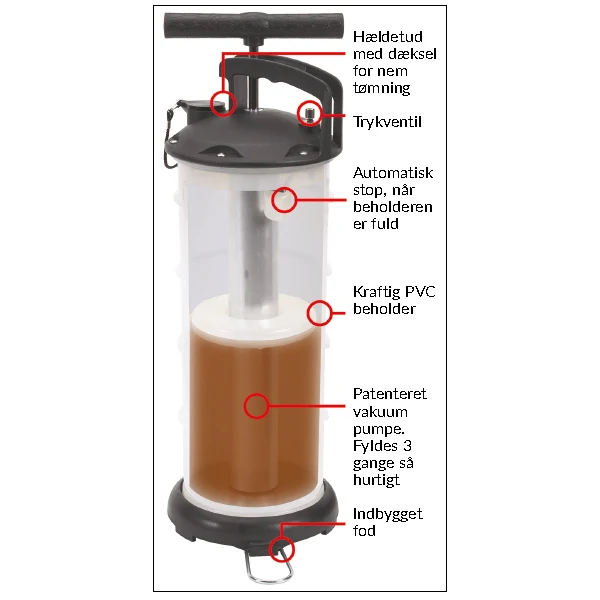 Oljesug 17 ltr., med slange, automatisk stopp
