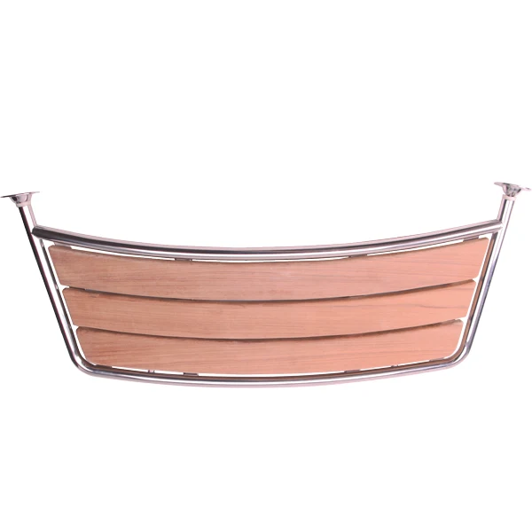 Badeplattform i rustfritt stål og teak, 100x38cm