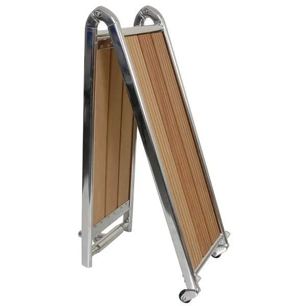 Landgang i rustfritt stål og teak, 160x28 cm, 11 kg