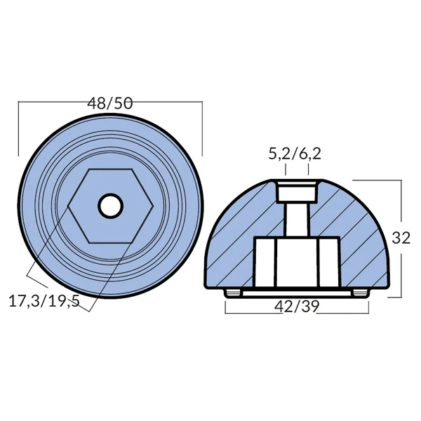 Tecnoseal, sink anode BTG 140, Ø 48 mm, TQ14000