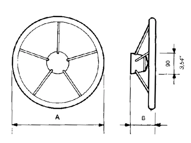 Ultraflex, Ratt 32397D/V23 400 mm, rustfritt stål (inkl. nav og deksel)