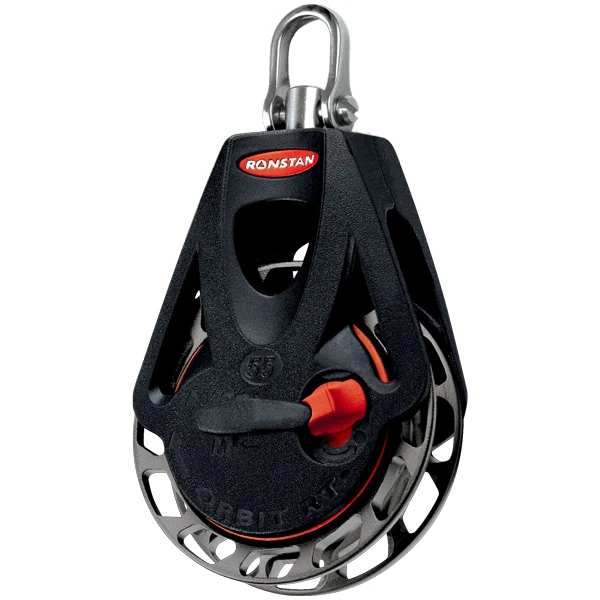 Ronstan, Orbit skralleblokk med svivel, serie 55, 250 kg, 650 kg, maks taudiameter 10 mm, skivediameter 55 mm