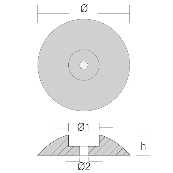 1852, Sinkanodesett Ø70mm 250g ror/trimplan, 1852-70-250