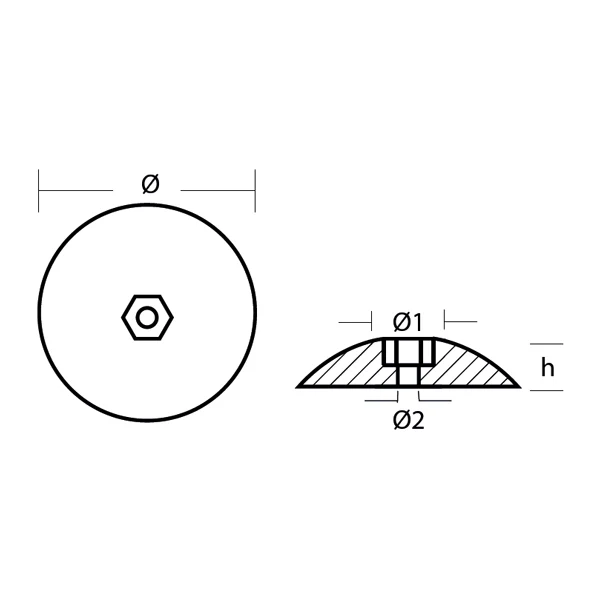 Tecnoseal, Alu plateanodesett Ø92mm, 13mm, 8,5mm, 280g