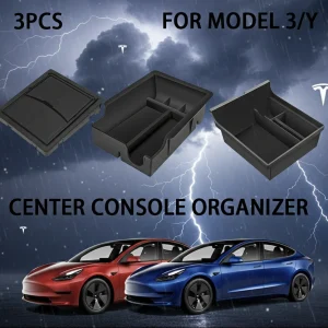3PCS Center Console Organizer Tray Fit Tesla Model 3/Y Armrest Hidden Cubby Drawer Storage Box Interior Accessories