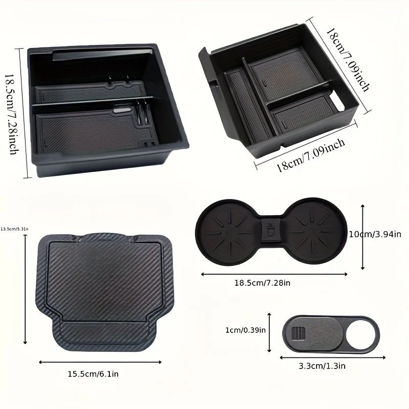 5pcs/Set Center Console Organizer Tray Tesla Model Y Juniper & Model 3+ Highland