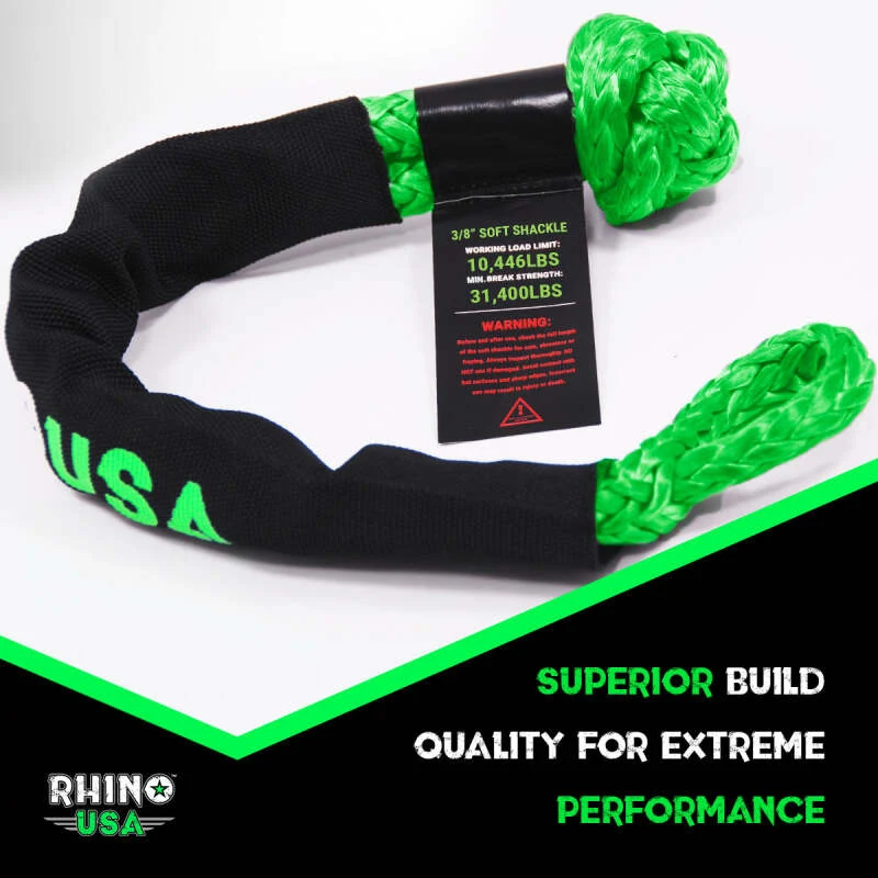 Rhino USA Synthetic Soft Shackle (2Pk 3/8InX22In) (Green)
