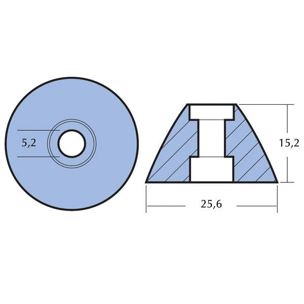 Tecnoseal, sink propellmutter Sidepower/Sleipner, Ø 26 mm, 31180, 5,0 mm hull