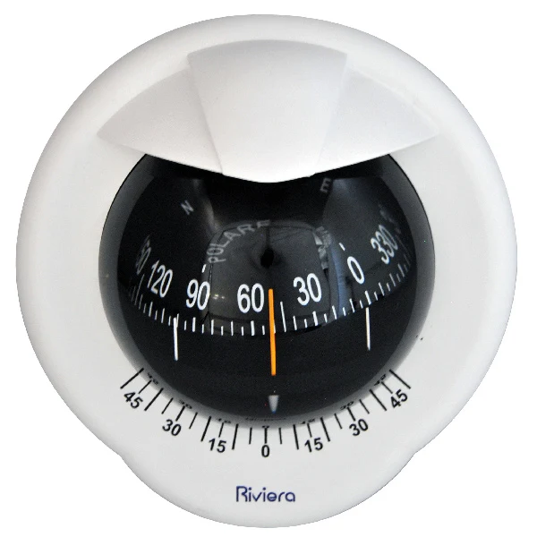 Riviera, skottmontert kompass Polare Ø 100 mm, hvit/svart, 12V