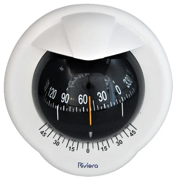 Riviera, skottmontert kompass Polare Ø 80 mm, hvit/svart, 12V