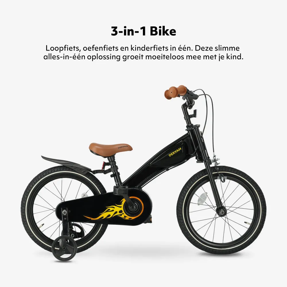 Turbo 3-i-1 barnesykkel 16 tommer DERYAN