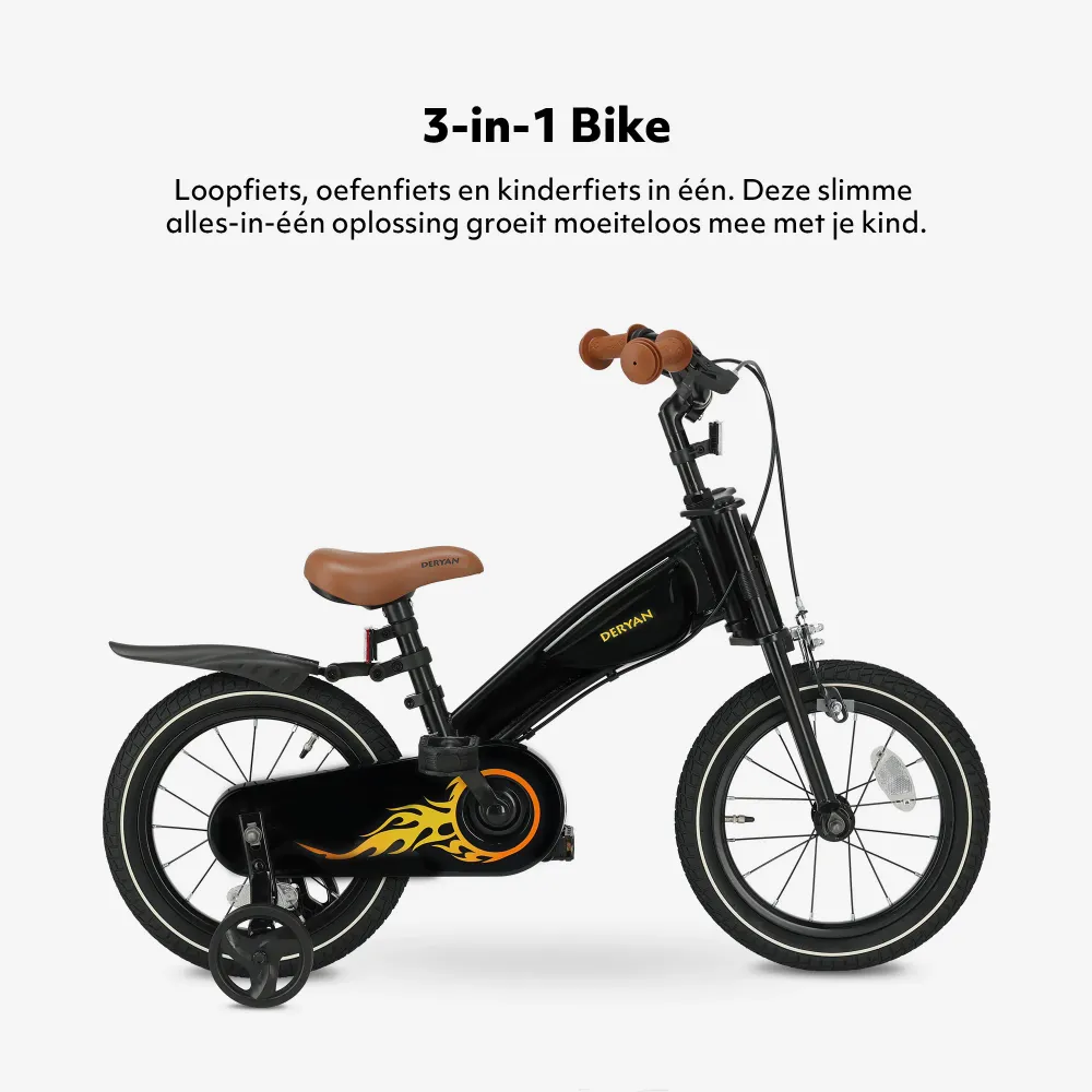 Turbo 3-i-1 barnesykkel 14 tommer DERYAN