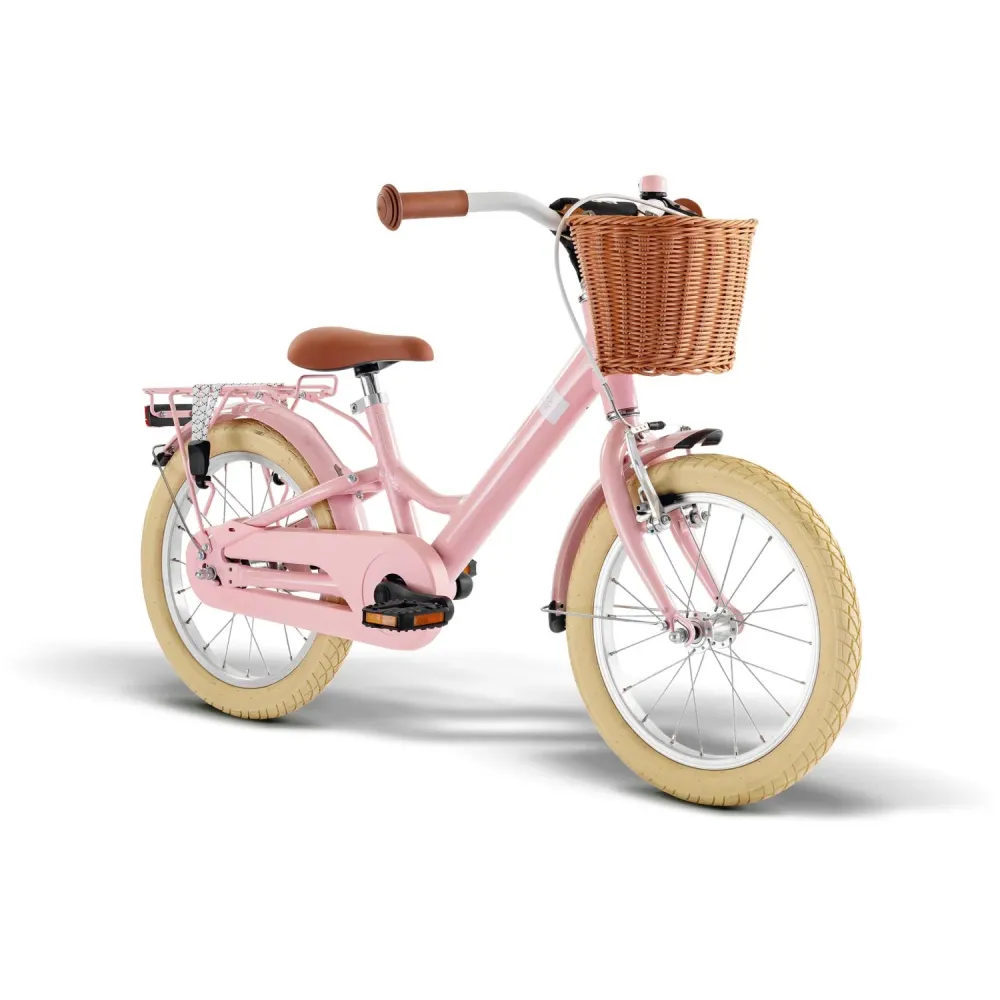 PUKY Youke Classic 16" barnesykkel – Retro Rose med kurv